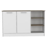 Ginger 59-inch Wide Kitchen Island with 3 Open Shelves and 2 Cabinets - Image 5