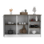 Ginger 59-inch Wide Kitchen Island with 3 Open Shelves and 2 Cabinets - Image 6