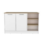 Ginger 59-inch Wide Kitchen Island with 3 Open Shelves and 2 Cabinets - Image 14