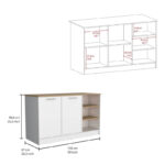 Ginger 59-inch Wide Kitchen Island with 3 Open Shelves and 2 Cabinets - Image 15