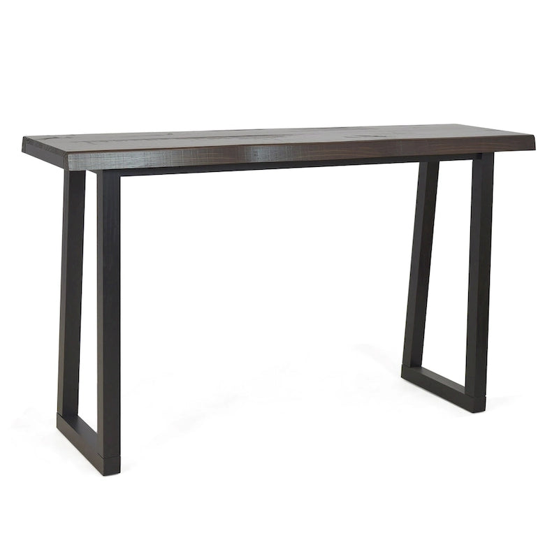 9283181052063_554449 Joliet Live Edge Distressed Cherry and Ebony Console Bar Table - Image 1