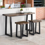 Joliet Live Edge Distressed Cherry and Ebony Console Bar Table - Image 9