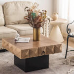 Three-dimensional Embossed Pattern Square Retro Coffee Table - Image 2