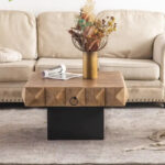 Three-dimensional Embossed Pattern Square Retro Coffee Table - Image 3
