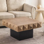 Three-dimensional Embossed Pattern Square Retro Coffee Table - Image 4