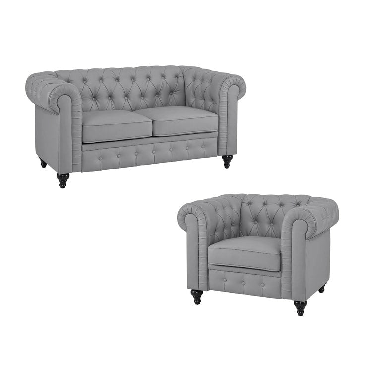 9283733651615_558299 Chesterfield Elegance Collection: Loveseat and Accent Chair with Rolled Arms for Living Room, Office, Reception - Image 1