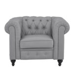Chesterfield Elegance Collection: Loveseat and Accent Chair with Rolled Arms for Living Room, Office, Reception - Image 2
