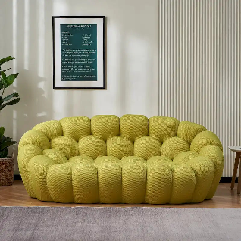 9283851583647_555920 2-Seat Bubble Curved Lazy Sofa Honeycomb Shaped with 3D Textile Fabric for Living Room - Image 1
