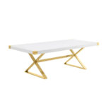 D440-3 Dining Table with Smooth White Lacquer Wood Top Dining Table - Image 8
