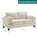 Modern Double Arm Sofa,Deep Seat Couch,Pillowed Back Cushions,Durable Upholstered Fabric - Image 21