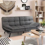 Modern Linen Futon with Memory Foam and Adjustable Armrests - Image 38