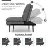 Modern Linen Futon with Memory Foam and Adjustable Armrests - Image 4