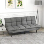Modern Linen Futon with Memory Foam and Adjustable Armrests - Image 5