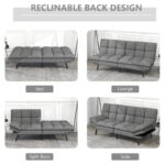 Modern Linen Futon with Memory Foam and Adjustable Armrests - Image 6