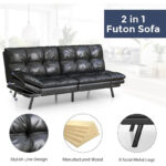 Modern Linen Futon with Memory Foam and Adjustable Armrests - Image 11