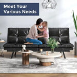 Modern Linen Futon with Memory Foam and Adjustable Armrests - Image 15