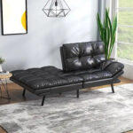 Modern Linen Futon with Memory Foam and Adjustable Armrests - Image 17