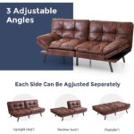 Modern Linen Futon with Memory Foam and Adjustable Armrests - Image 29