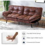 Modern Linen Futon with Memory Foam and Adjustable Armrests - Image 30