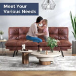 Modern Linen Futon with Memory Foam and Adjustable Armrests - Image 31