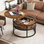 Round Lift Top Extendable Frame Coffee Table with Hide Storage - Image 22