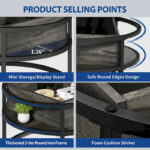 Round Lift Top Extendable Frame Coffee Table with Hide Storage - Image 11