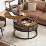 Round Lift Top Extendable Frame Coffee Table with Hide Storage - Image 13
