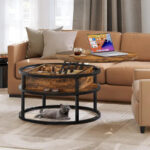 Round Lift Top Extendable Frame Coffee Table with Hide Storage - Image 14