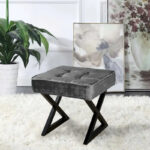 Textured Velvet Ottoman Vanity Stool 18X18X17 - Image 37