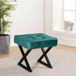 Textured Velvet Ottoman Vanity Stool 18X18X17 - Image 38