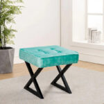 Textured Velvet Ottoman Vanity Stool 18X18X17 - Image 41
