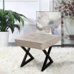 Textured Velvet Ottoman Vanity Stool 18X18X17