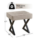 Textured Velvet Ottoman Vanity Stool 18X18X17 - Image 2