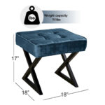 Textured Velvet Ottoman Vanity Stool 18X18X17 - Image 5