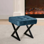 Textured Velvet Ottoman Vanity Stool 18X18X17 - Image 6