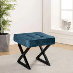 Textured Velvet Ottoman Vanity Stool 18X18X17 - Image 8