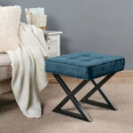 Textured Velvet Ottoman Vanity Stool 18X18X17 - Image 12