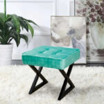 Textured Velvet Ottoman Vanity Stool 18X18X17 - Image 20