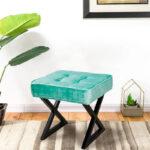 Textured Velvet Ottoman Vanity Stool 18X18X17 - Image 21