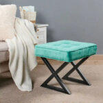 Textured Velvet Ottoman Vanity Stool 18X18X17 - Image 23