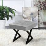 Textured Velvet Ottoman Vanity Stool 18X18X17 - Image 27