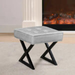 Textured Velvet Ottoman Vanity Stool 18X18X17 - Image 29
