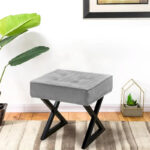 Textured Velvet Ottoman Vanity Stool 18X18X17 - Image 32