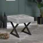 Textured Velvet Ottoman Vanity Stool 18X18X17 - Image 34