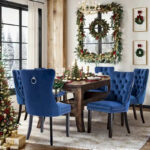 Dining Chairs Set of 6, Luxury Upholstered Velvet Kitchen Chairs Side Chair with Padded Seat Back and Solid Wood Legs - N/A - Image 29