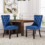 Dining Chairs Set of 6, Luxury Upholstered Velvet Kitchen Chairs Side Chair with Padded Seat Back and Solid Wood Legs - N/A - Image 5