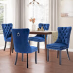 Dining Chairs Set of 6, Luxury Upholstered Velvet Kitchen Chairs Side Chair with Padded Seat Back and Solid Wood Legs - N/A - Image 6