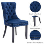 Dining Chairs Set of 6, Luxury Upholstered Velvet Kitchen Chairs Side Chair with Padded Seat Back and Solid Wood Legs - N/A - Image 7