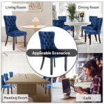 Dining Chairs Set of 6, Luxury Upholstered Velvet Kitchen Chairs Side Chair with Padded Seat Back and Solid Wood Legs - N/A - Image 10