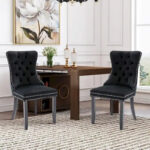 Dining Chairs Set of 6, Luxury Upholstered Velvet Kitchen Chairs Side Chair with Padded Seat Back and Solid Wood Legs - N/A - Image 11